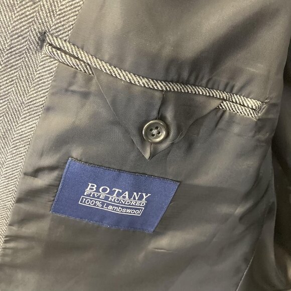 Botany 500 Herringbone 100% Lambswool Blazer Mens 48R Gray Sport Coat Jacket - Picture 12 of 16